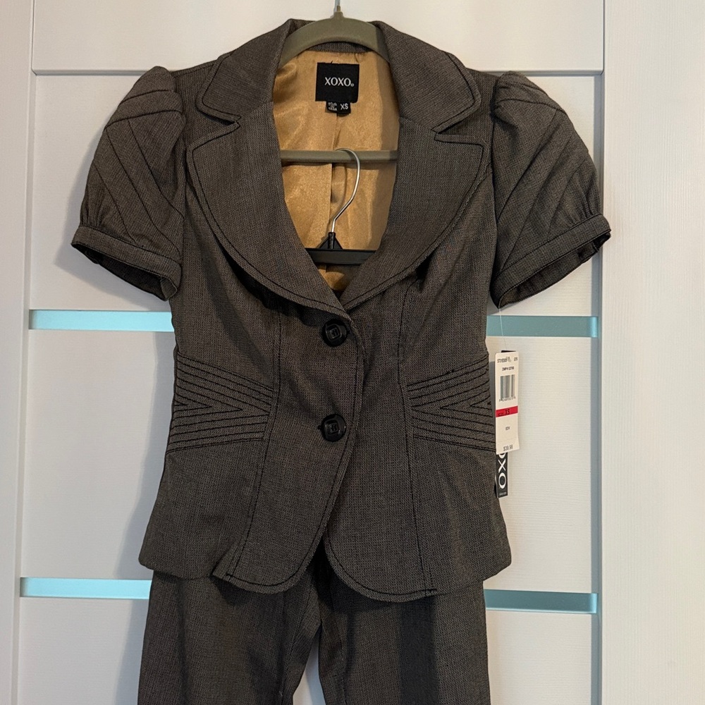 Nina Women's Charcoal Pantsuit - Picture 2 of 8